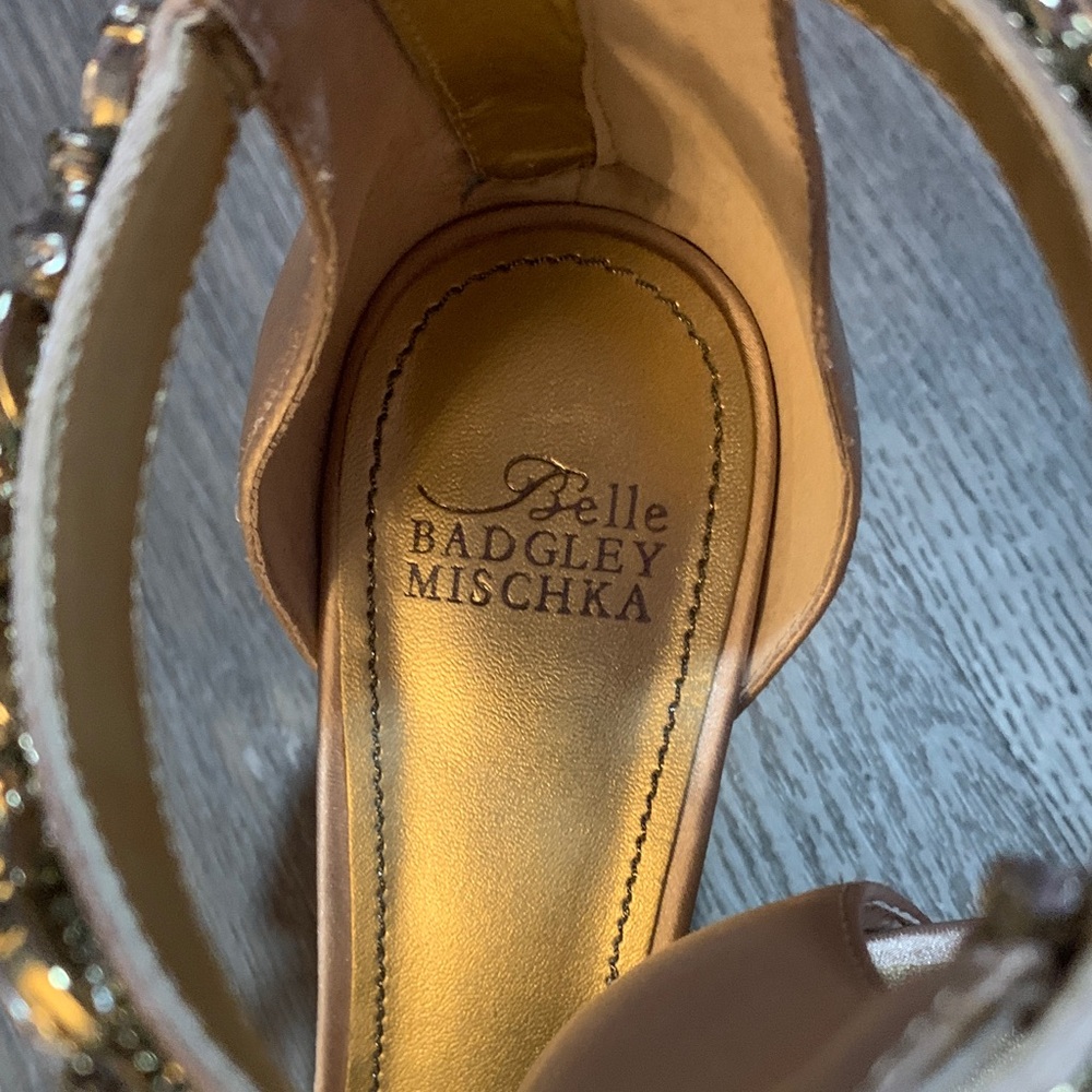 Badgley Mischka Crystal Embellished satin Heels - Picture 5 of 10